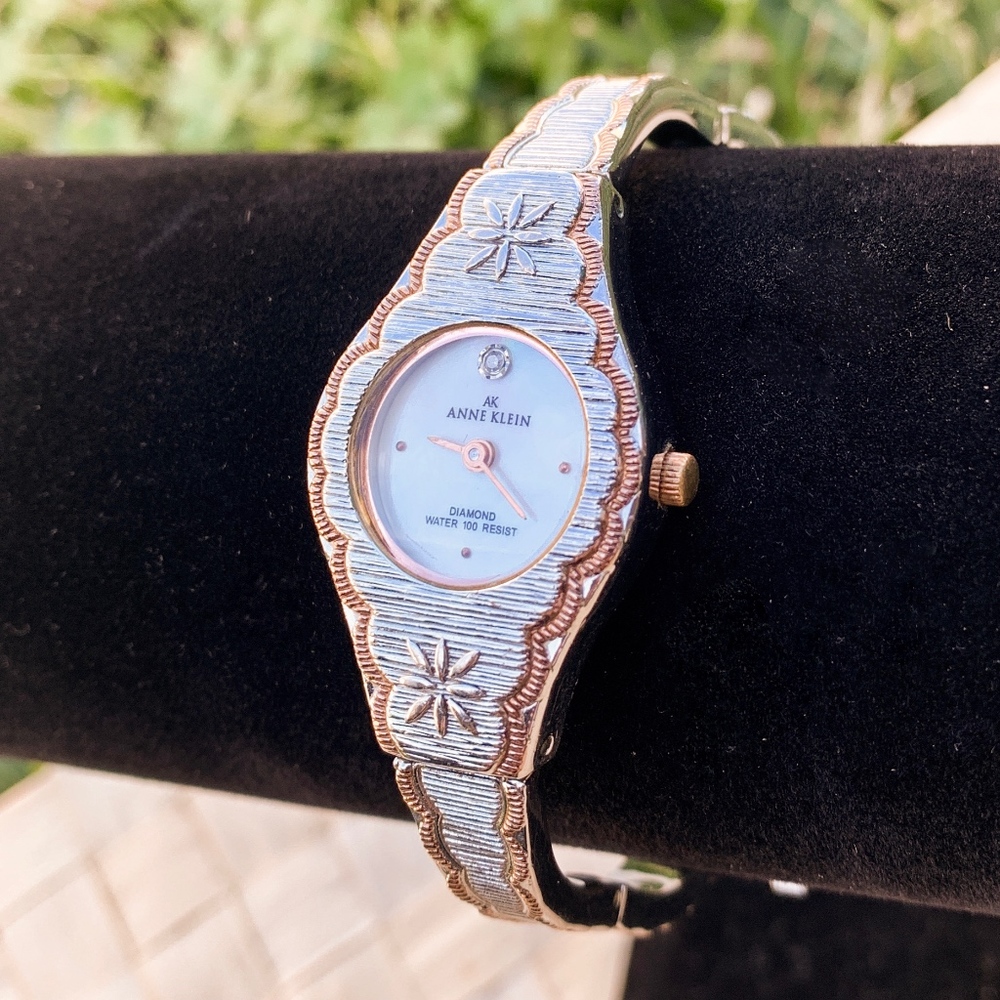 Anne Klein Diamond Watch Silver Color Gold Accents